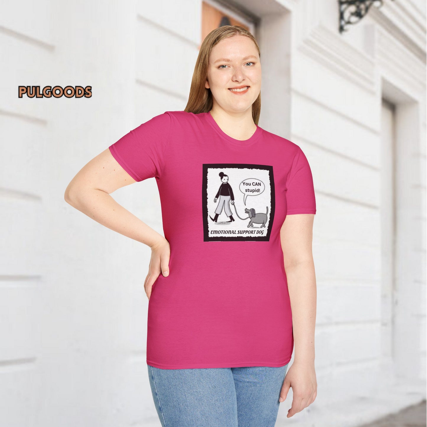 EMOTIONAL SUPPORT DOG YOU CAN DO STUPID Unisex Softstyle T-Shirt