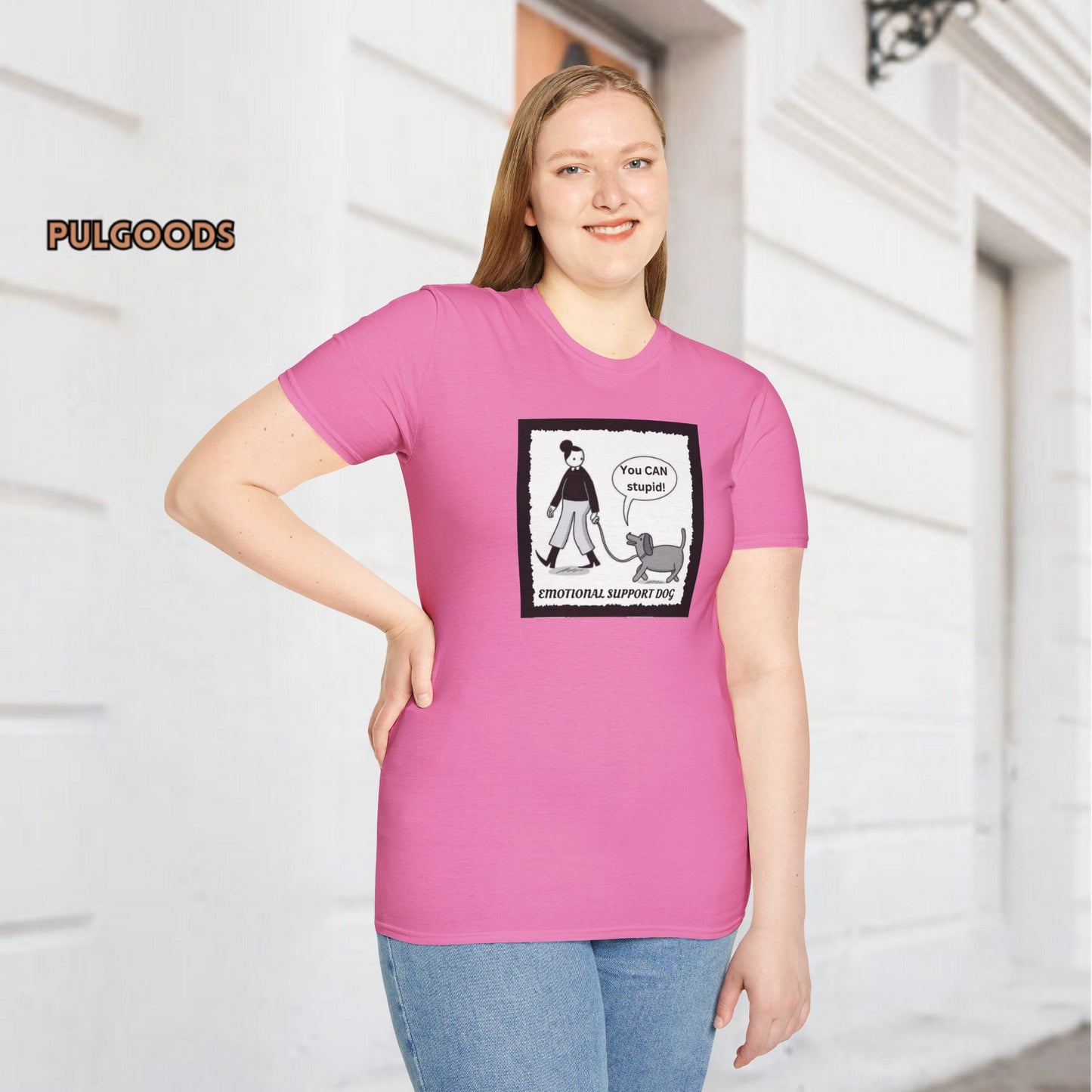 EMOTIONAL SUPPORT DOG YOU CAN DO STUPID Unisex Softstyle T-Shirt