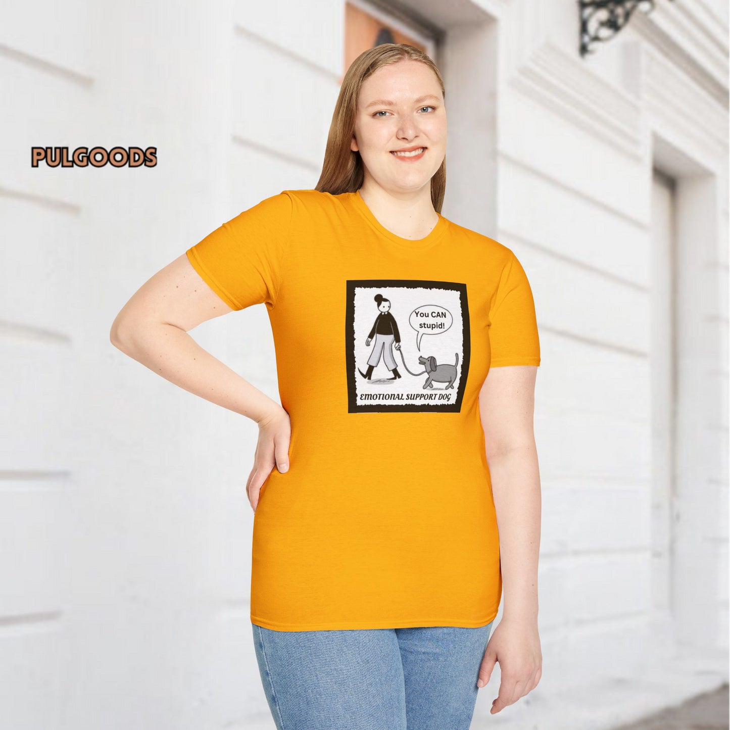 EMOTIONAL SUPPORT DOG YOU CAN DO STUPID Unisex Softstyle T-Shirt