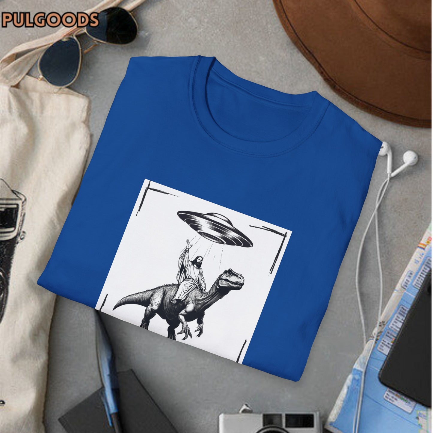 JESUS DINOSAUR UFO Unisex Softstyle T-Shirt