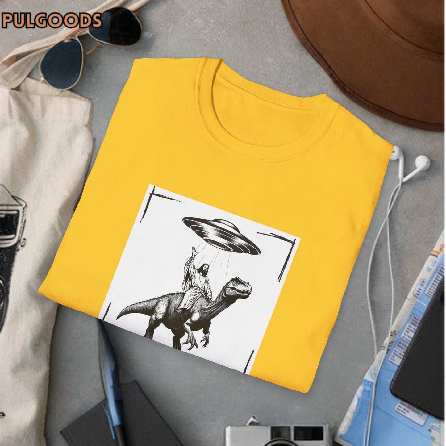 JESUS DINOSAUR UFO Unisex Softstyle T-Shirt