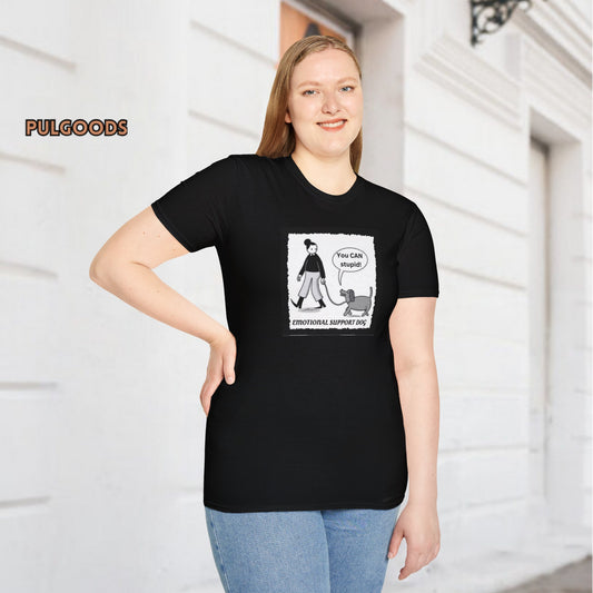 EMOTIONAL SUPPORT DOG YOU CAN DO STUPID Unisex Softstyle T-Shirt