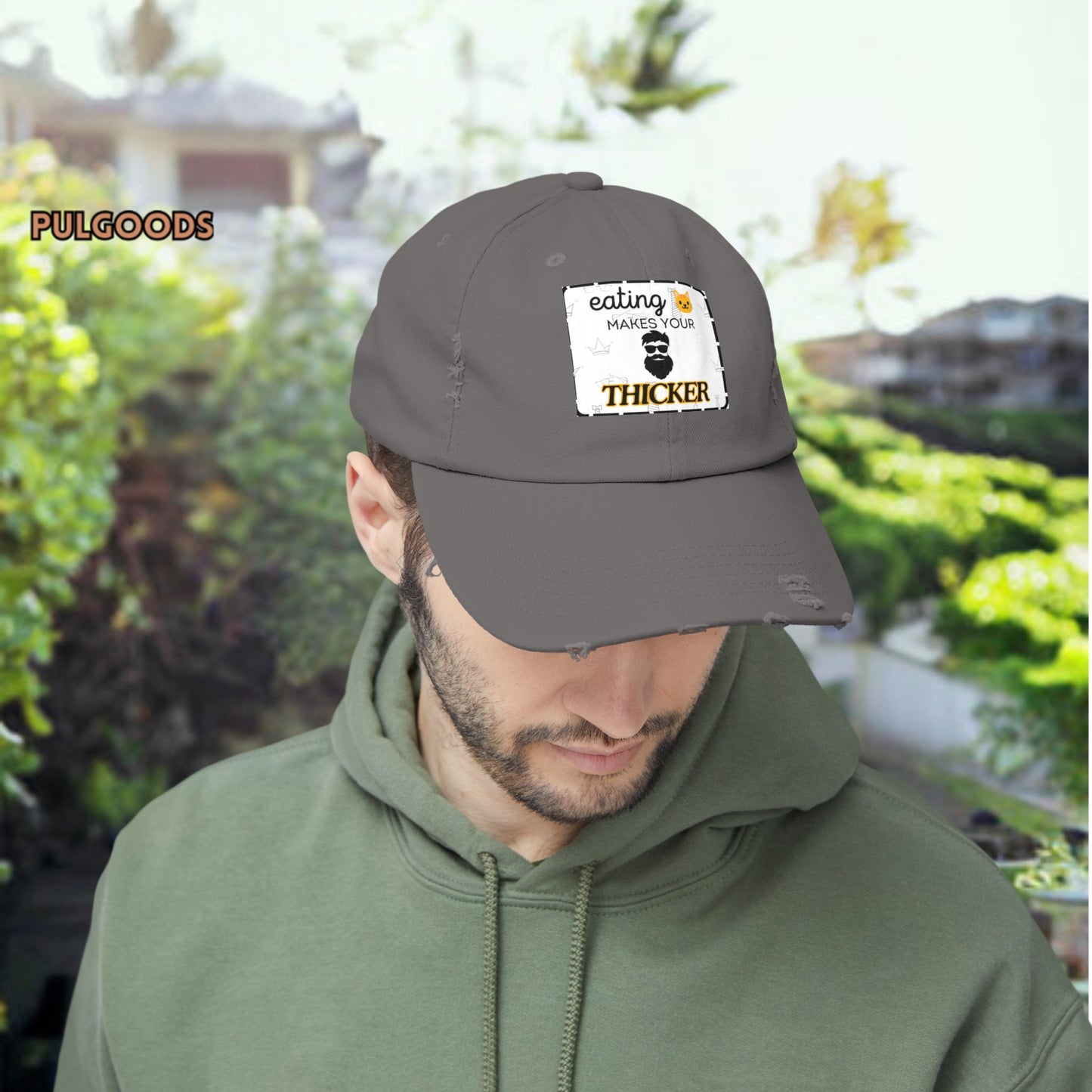 EATING PUSS  MAKES  YOUR BEARD THICKER Unisex Distressed Cap