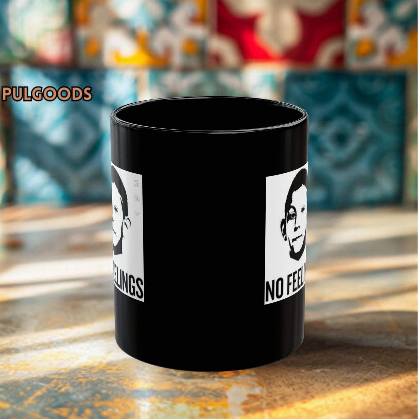 NO FEELINGS, DEWEY MALCOM IN THE MIDDLE Black Mug (11oz, 15oz)