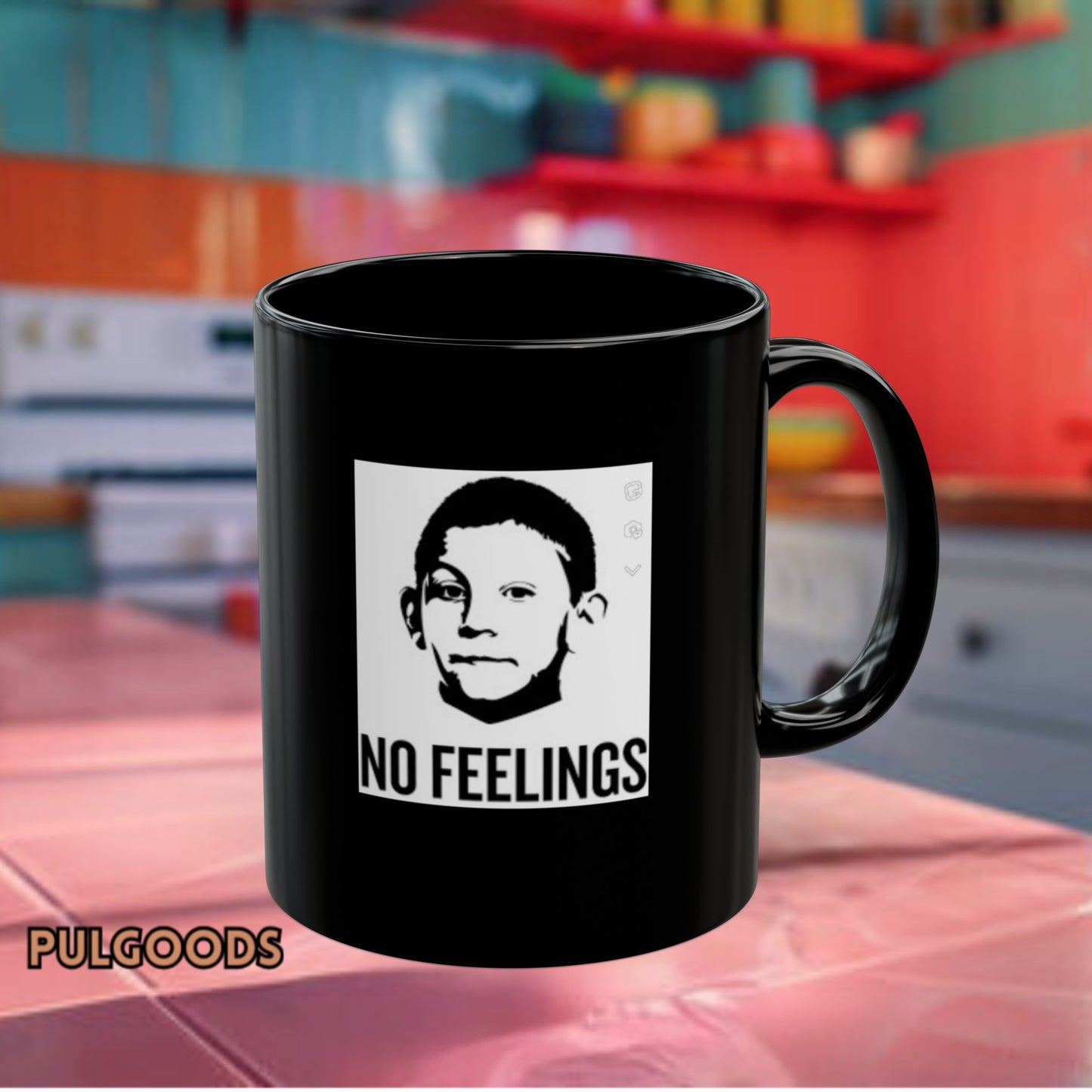 NO FEELINGS, DEWEY MALCOM IN THE MIDDLE Black Mug (11oz, 15oz)