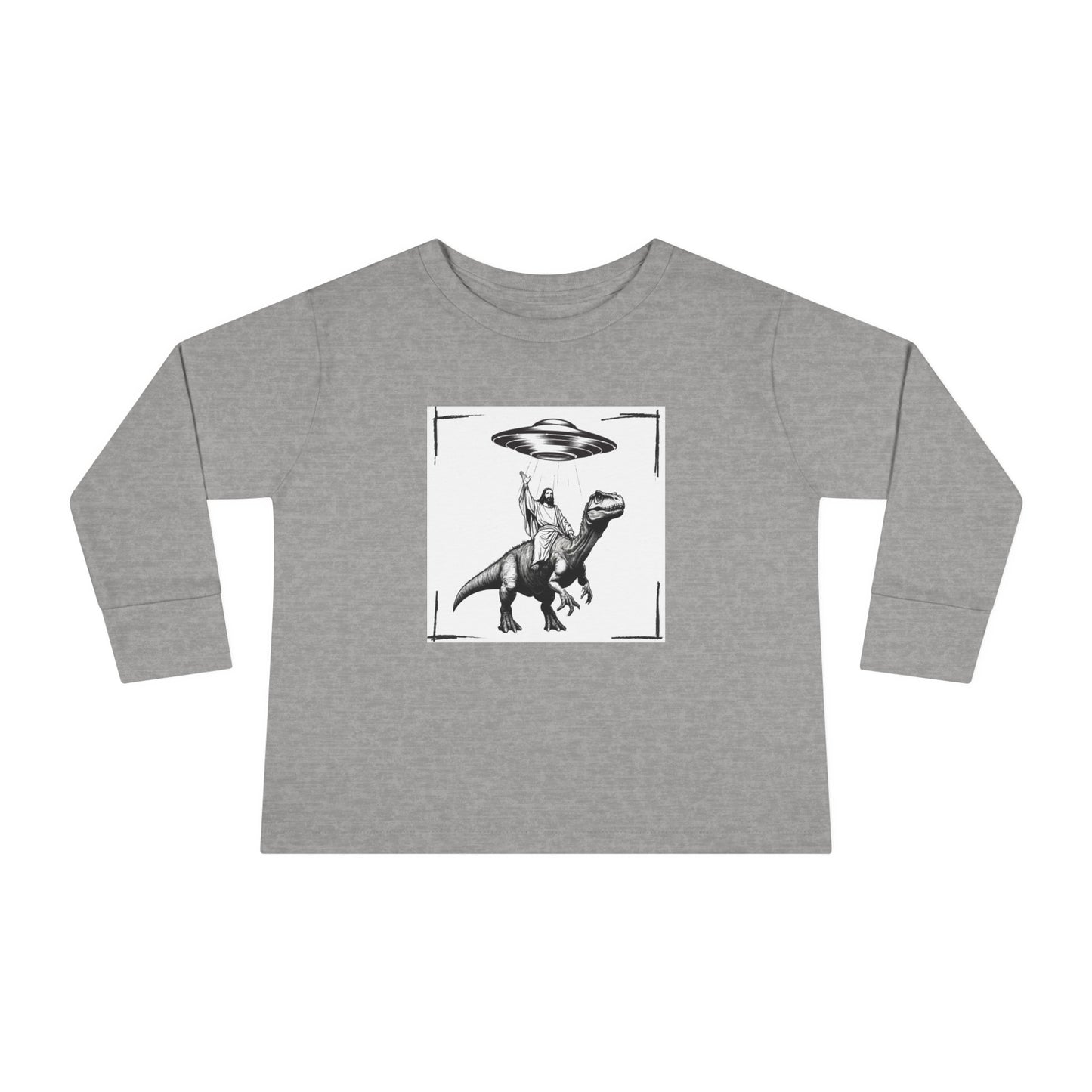 JESUS RIDING DINOSAUR UFO ONVI Toddler Long Sleeve Tee