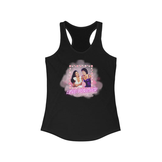 SELENA QUINTANILLA AND PRINCESS DIANA OF WALES  LIVE FOREVER Women's Ideal Racerback Tank