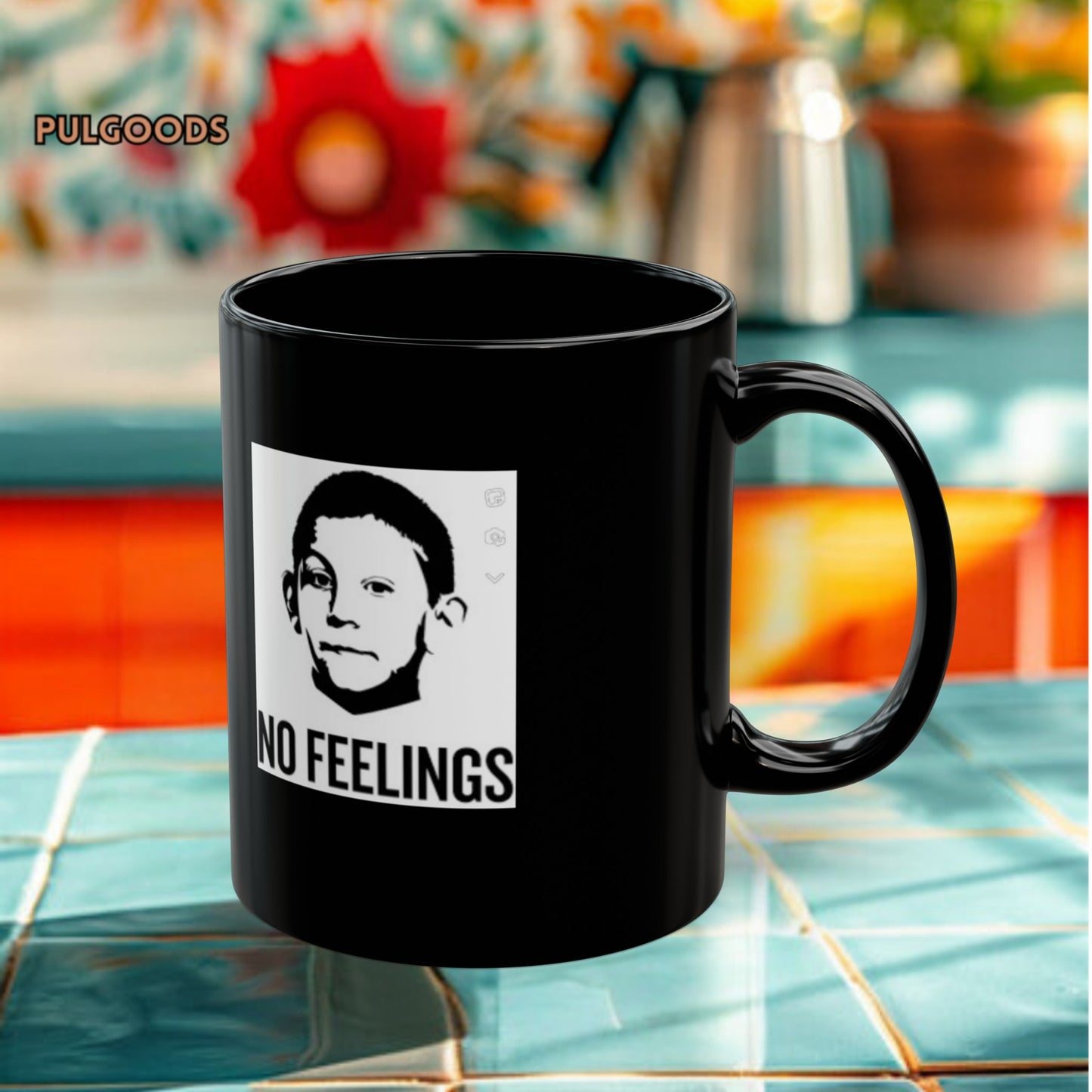 NO FEELINGS, DEWEY MALCOM IN THE MIDDLE Black Mug (11oz, 15oz)