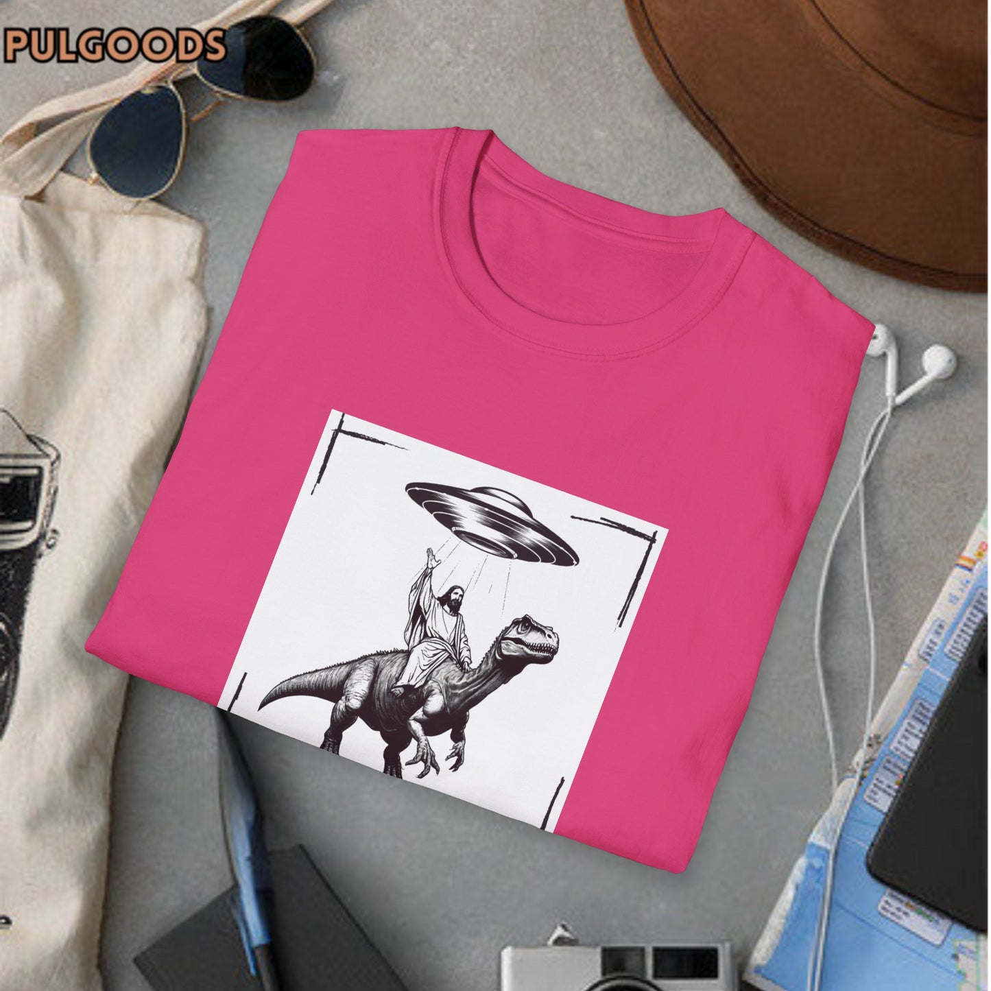 JESUS DINOSAUR UFO Unisex Softstyle T-Shirt