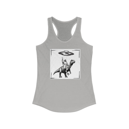 JESUS DINOSAUR UFO Women's Ideal Racerback Tank