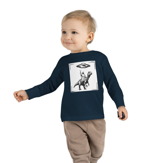 JESUS RIDING DINOSAUR UFO ONVI Toddler Long Sleeve Tee