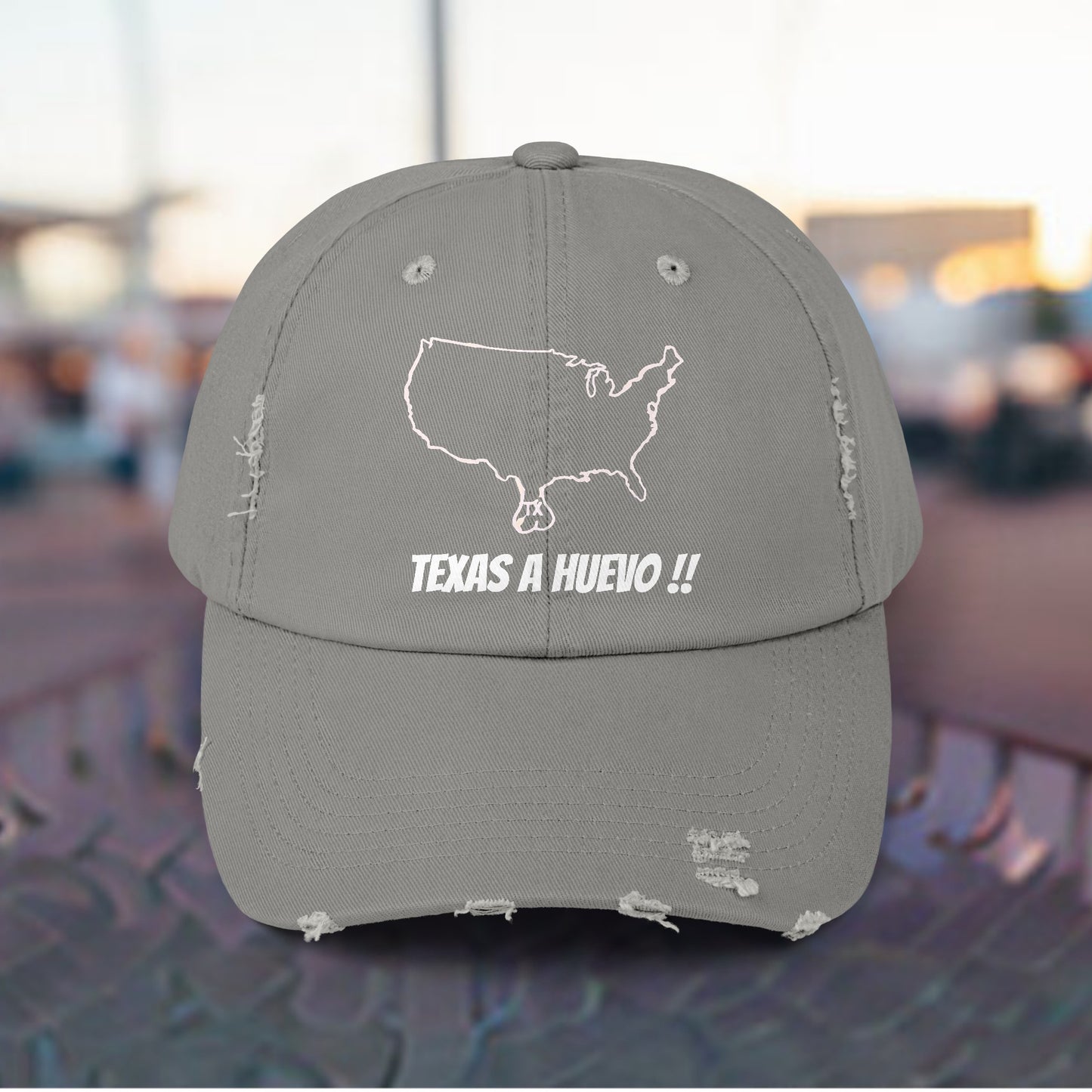 TEXAS A HUEVO,  TEXAS PRIDE, TEXAS PROUD, TEXAS EGGS, TEXAS NUTS Unisex Distressed Cap