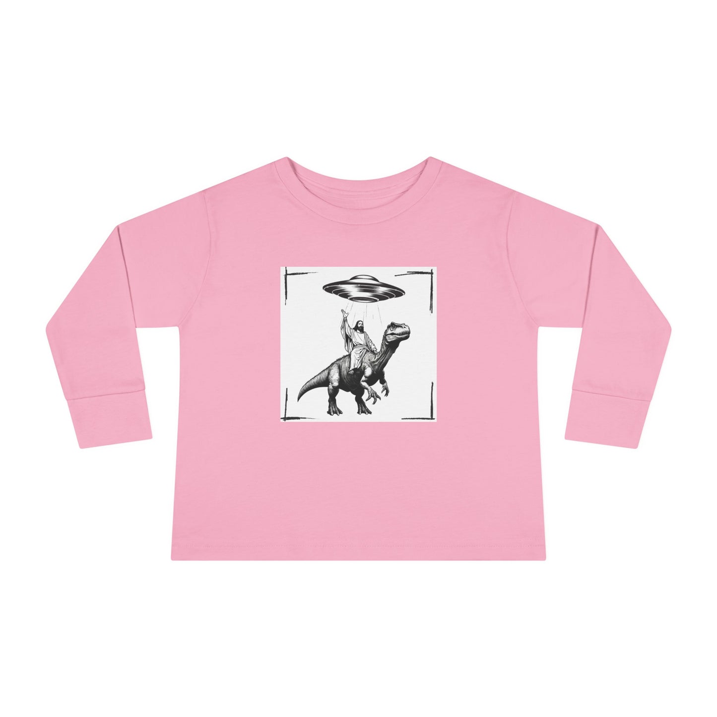 JESUS RIDING DINOSAUR UFO ONVI Toddler Long Sleeve Tee