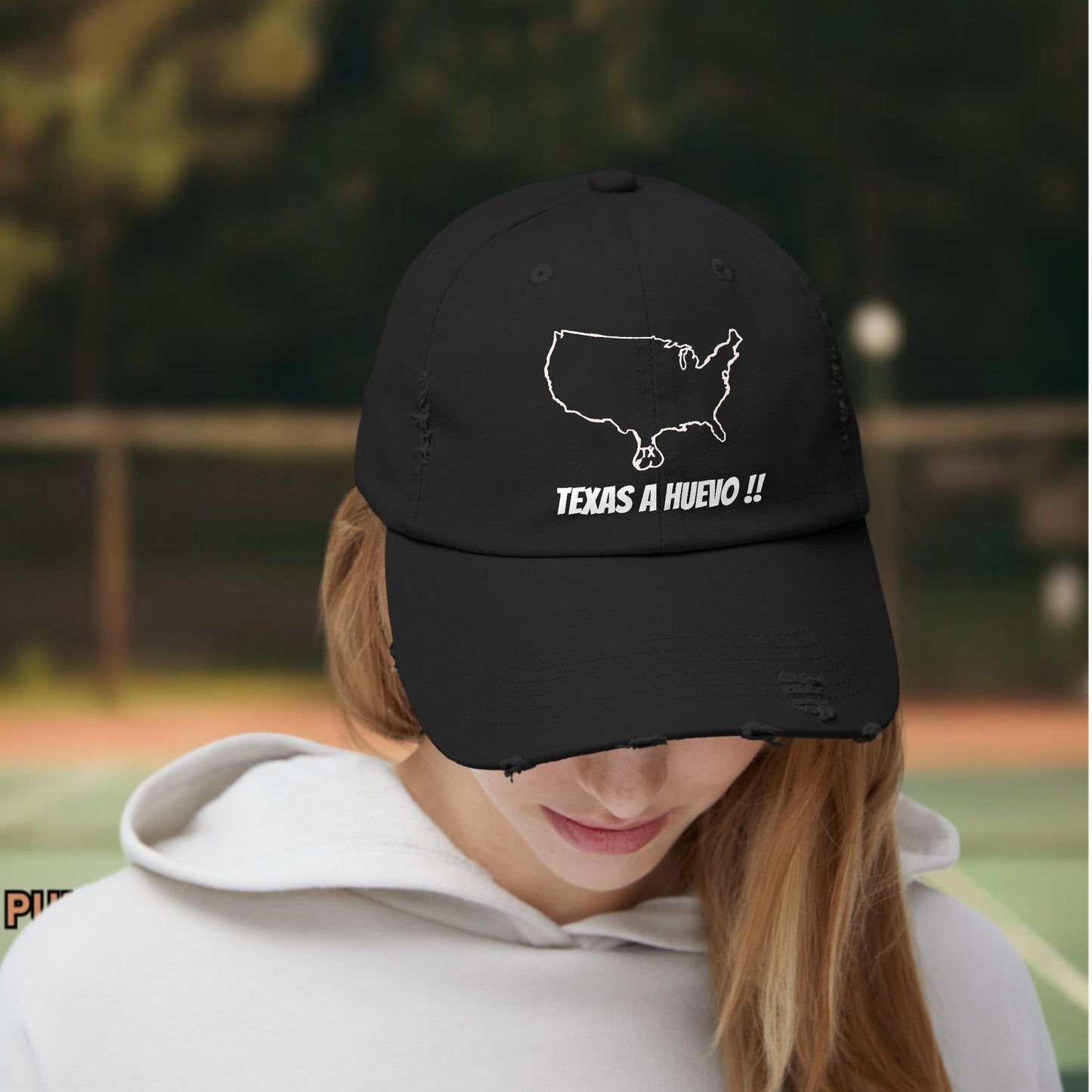 TEXAS A HUEVO,  TEXAS PRIDE, TEXAS PROUD, TEXAS EGGS, TEXAS NUTS Unisex Distressed Cap