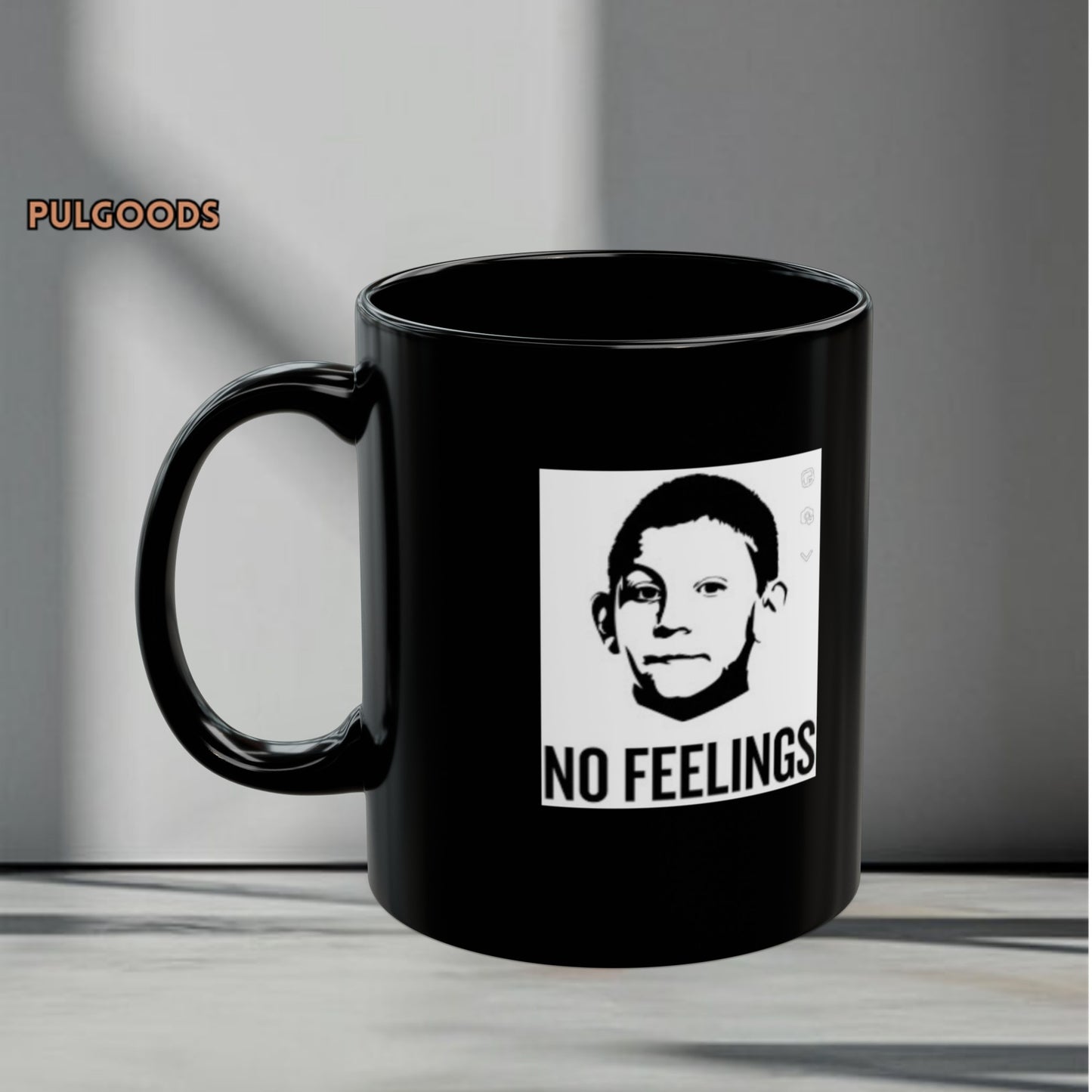 NO FEELINGS, DEWEY MALCOM IN THE MIDDLE Black Mug (11oz, 15oz)